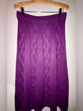 Purple Cable Knit Long Skirt
